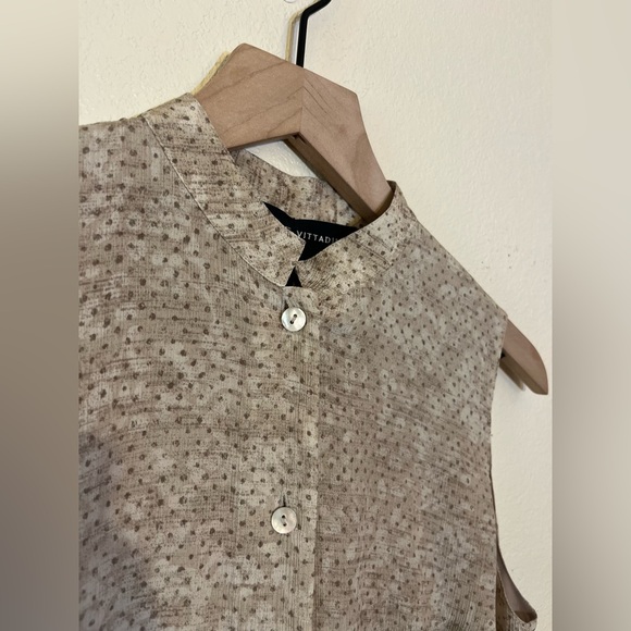 Adrienne Vittadini Dress - Women's 6 Tan - Silk Beige Brown Sleeveless Maxi - Picture 4 of 10